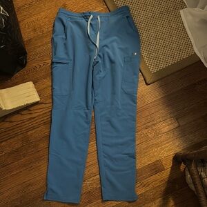 Figs Blue Trousers with Drawstring Waist and Relaxed Fit
